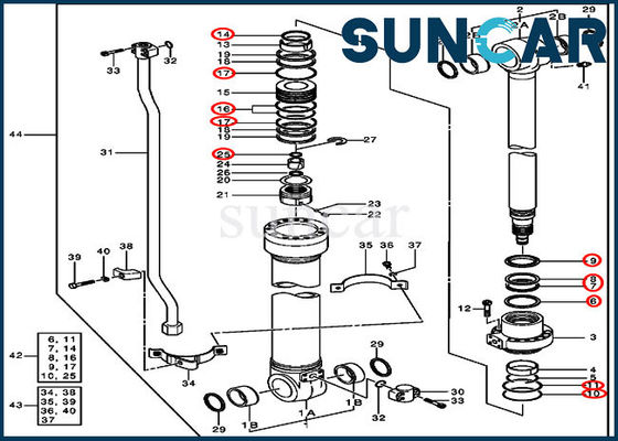 kaufen 4364916 super lange Boom-Arm-Zylinder-Komponenten für Reparatur-Dichtungs-Ausrüstung 200LC JOHN DEERE online manufacture