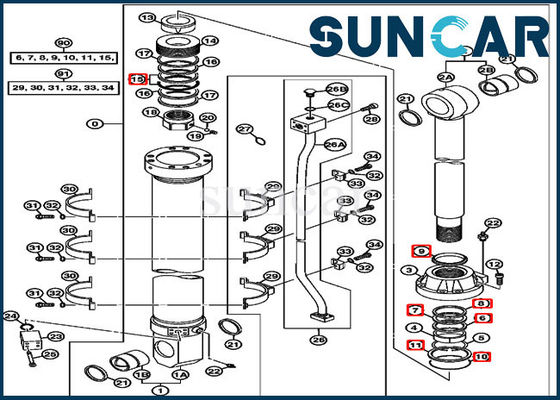 kaufen Arm-Zylinder-Komponenten-Bagger Sealing Kit 850DLC 870GLC John Deere 4653862 online manufacture