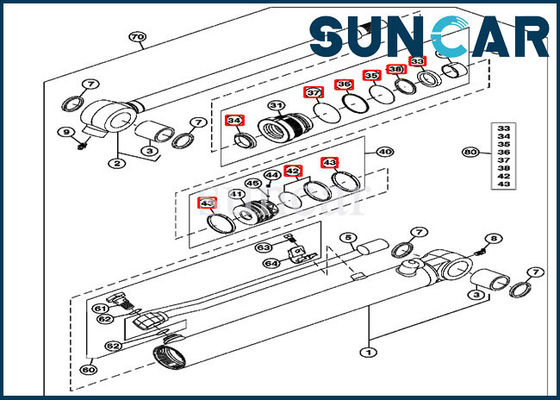 kaufen 4652138 hydraulische Bohrung JOHN DEERE Eimer-Zylinder-Reparatur-Dichtungs-Kit Fitss 35mm Rod 55mm online manufacture