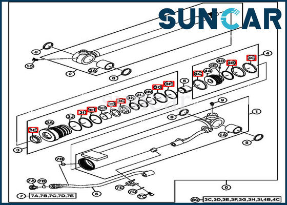 kaufen Boom-Reparatur-Robbe Kit Fits 17D JOHN DEERE 4667615 35 Millimeter Rod 60 Millimeter-Bohrungs-Zylinder online manufacture