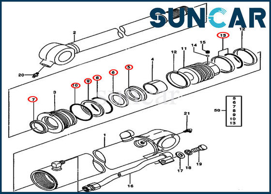 kaufen 0844705 Eimer-Rollsiegel Kit Excavator Model 50C 50ZTS John Deere Repair Kits online manufacture