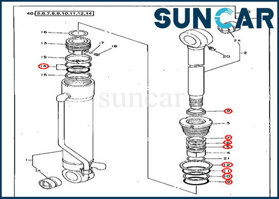 kaufen 4217003 Armzylinder-Dichtungssatz Ersatz-Servicekit für J.o.h.n Deere Bagger 70D online manufacture