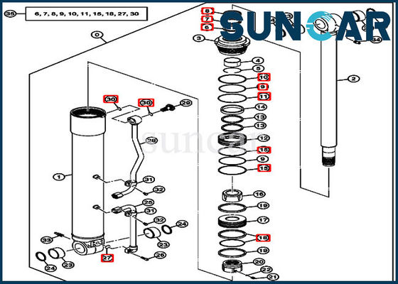 kaufen 4464984 Boom-Dichtungs-Reparatur Kit Cylinder Service Kit Fits 75C 80C John Deere Components online manufacture