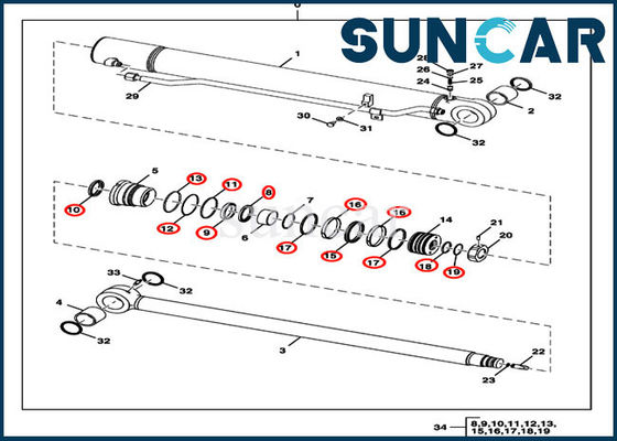kaufen Arm-Reparatur-Dichtungs-Kit Excavator Hydraulic Cylinder Service-Ausrüstung FYD00000077 Deere online manufacture