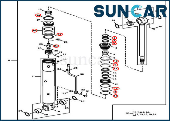 kaufen 4696459 Schwingen-Zylinder-Reparatur, die Kit Deere 85D 85G hydraulische CYL-Öldichtungs-Ausrüstungen versiegelt online manufacture