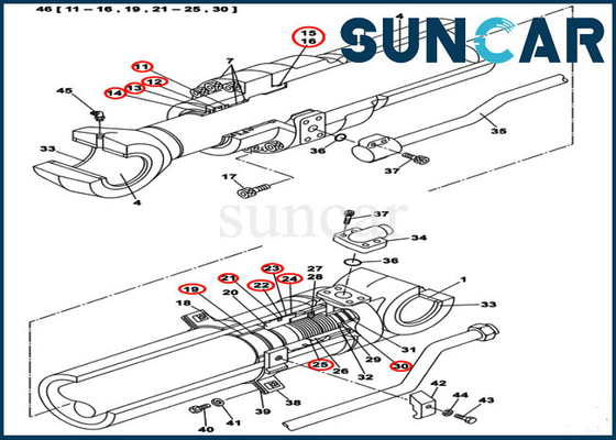 kaufen Der Verschleißfestigkeits-LZ011300 Hydraulikdienst-Ausrüstung Schöpflöffel-Zylinder-Dichtungs-der Ausrüstungs-CX300C online manufacture