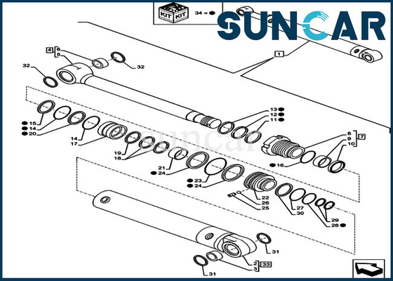 kaufen Boom-Schöpflöffel-Arm-Robbe Kit Cylinder Sealing Kit SR CX80C CX75C Kasten-LZ012040 online manufacture