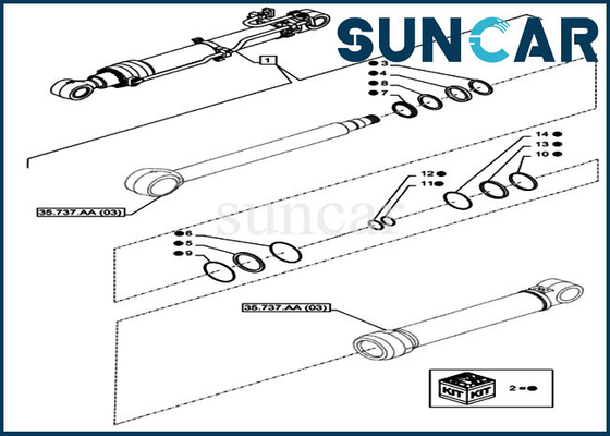 kaufen FALL LZ012100 CX350D LC Arm-Reparatur-Robbe Kit Hydraulic Cylinder Repair Kits online manufacture