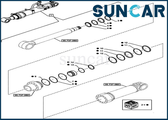 kaufen Dichtungs-Reparatur-Kit Cylinder Service Kit Fits-Bagger CX750DRTC des Arm-LZ014960 KASTEN online manufacture