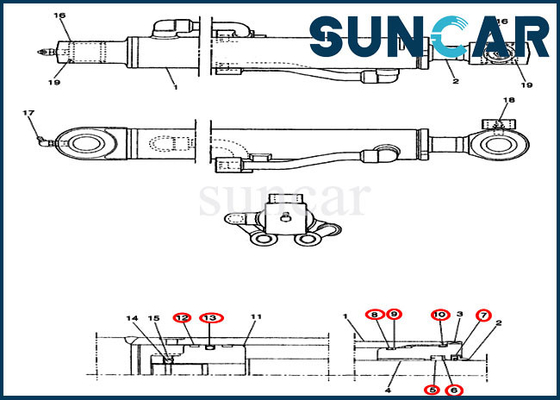 kaufen Zylinder-Reparatur-Dichtungs-Kit For Excavators CX14 des Eimer-PE01V00003R100 Fall-Maschinerie online manufacture