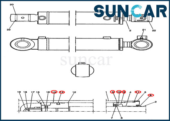 kaufen Zylinder-Ersatz-Dichtungs-Kit Fits Excavators CX14 des Schwingen-PE01V00005R100 Fall-Bau online manufacture