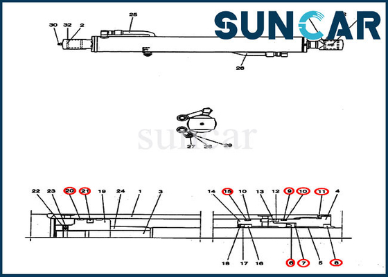 kaufen Des Hydrauliköl-CX25 Arm-Zylinder Dichtungs-der Ausrüstungs-PV01V00037R300, der Kit Case Repair Kit versiegelt online manufacture