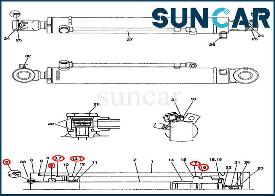 kaufen FALL PX01V00045R300 CX36B CX31B Schwingen-Dichtungs-Reparatur Kit Boom Cylinder Replacement Kit online manufacture