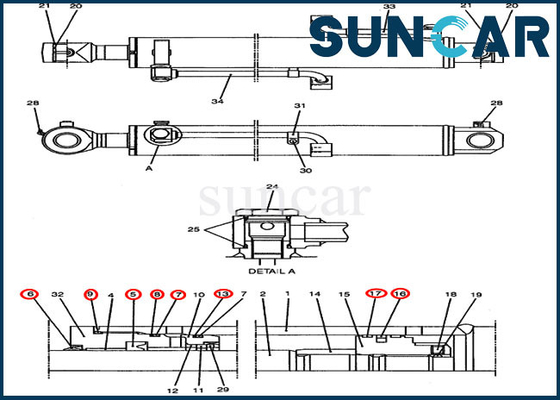 kaufen Dichtungs-Kit Case Partss CX47 der Reparatur-PY01V00030R300 Boom-Zylinder-Service-Ausrüstung hydraulische online manufacture