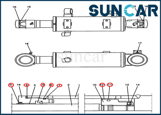 kaufen Zylinder-Ersatz-Service-Kit Fors CX47 der Räumschaufel-YJ01V00009R300 Fall-Dichtungs-Ausrüstung online manufacture