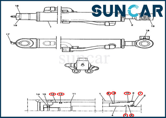 kaufen Zylinder-Ersatz-Service-Kit For Cases CX14 des Eimer-PE01V00003R100 Bagger Seal Kit online manufacture