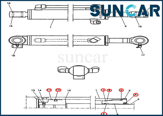 kaufen Rollsiegel-Ausrüstung CX14 der Räumschaufel-PE01V00004R100 KASTEN Hydrozylinder-Ersatz-Ausrüstungen online manufacture