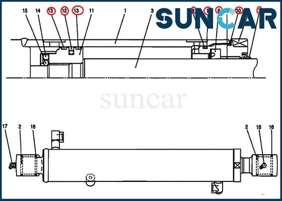 kaufen Arm-Dichtungs-Kit Fitss CX27B CX17B der Zylinder-Dichtungs-Ausrüstungs-PV01V00045R300 Fall-Bau-Teile online manufacture