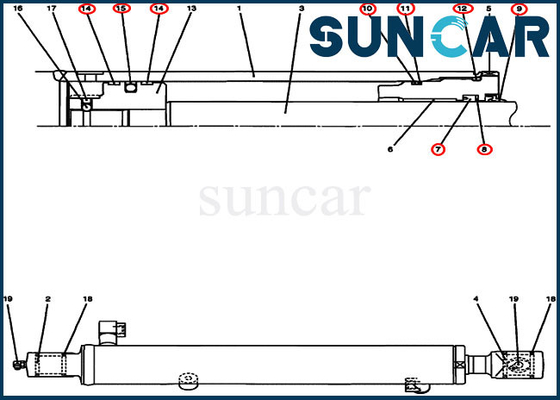 kaufen Hydraulische Zylinder-Reparatur-Dichtungs-Kit Excavators CX17B des Eimer-PU01V00035R300 Fall-Ersatz-Ausrüstungen online manufacture