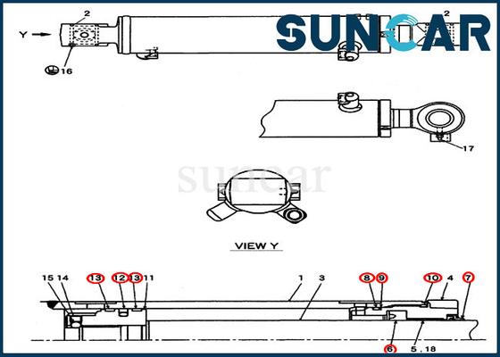kaufen Schwingen-Arm-Eimer-Zylinder-Ersatz-Ausrüstung CX27B CX31B CX55BMSR Fall-PW01V00062R300 online manufacture