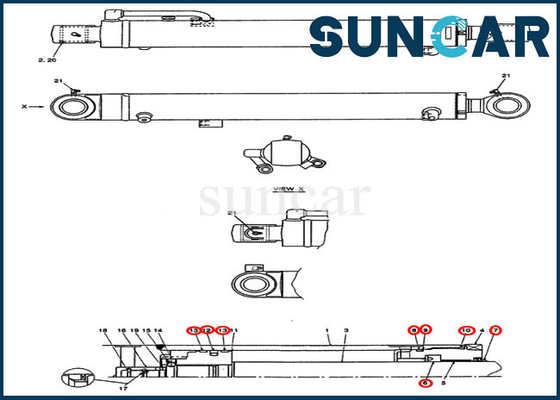 kaufen Des Arm-PX01V00048R300 Fall Mini Excavator Replacement Service Kit Rollsiegel-des Reparatur-Set-CX36B online manufacture