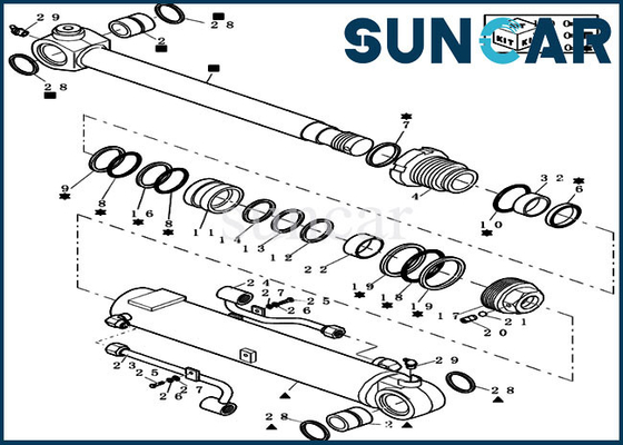 kaufen Boom-Arm-Zylinder-Ersatz Kit Hydraulic Oil Seal Kit CX27B Mini Crawler Excavator 72280471 online manufacture