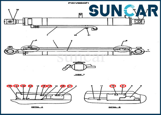 kaufen Ersatz-Dichtungs-Kit Crawler Excavator Boom Repair-Ausrüstungen CX50B-Modell-Case PY01V00037R300 online manufacture