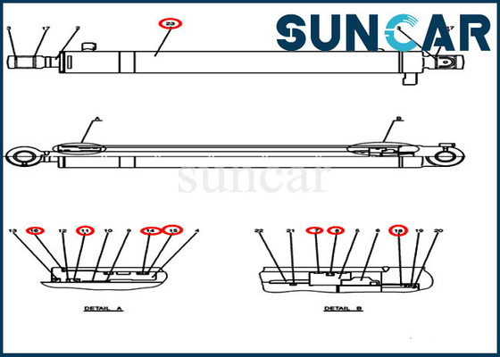 kaufen Bagger Arm Seal Repair Kit Hydraulic Cylinder Replacement Kits CX50B-Fall-PH01V00037R400 online manufacture
