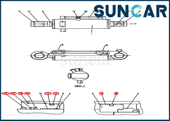 kaufen Kompletter hydraulischer Bulldozer-Zylinder der Dichtungs-Ausrüstungs-PY01V00040R300, der Reparatur-Fall-Teile Kit Fors CX50B versiegelt online manufacture