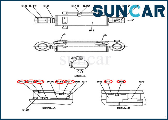 kaufen Reparatur-Dichtungs-Kit Case Models CX50B des Bulldozer-PY01V00040R400 Hydrozylinder-Ersatz-Service-Ausrüstung online manufacture