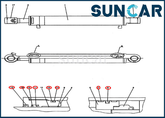 kaufen Rollsiegel-Kit Repair Kits Fitss CX50B des Schwingen-PH01V00031R300 Bagger KASTEN Maschinen-Dichtung online manufacture