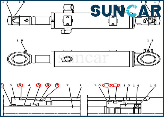 kaufen Zylinder-Reparatur-Dichtungs-Kit For Crawler Excavators CX50B CX55BMSR CX55B des Bulldozer-PY01V00036R300 FALL online manufacture