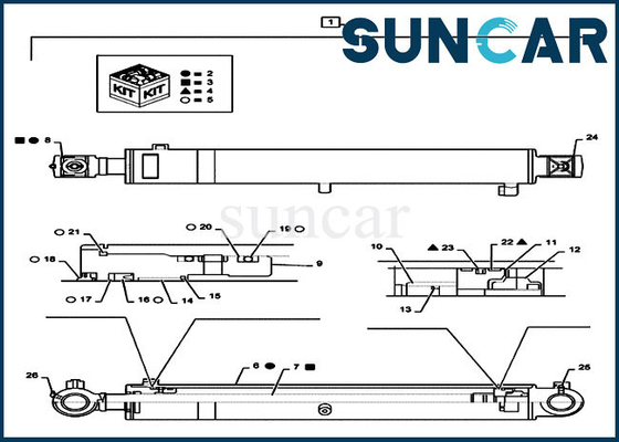 kaufen Ausrüstungen der CX55B-Fall-Boom CYL-Dichtungs-Ausrüstungs-PS01V00001R300 Mini Crawler Excavator Hydraulic Cylinder online manufacture