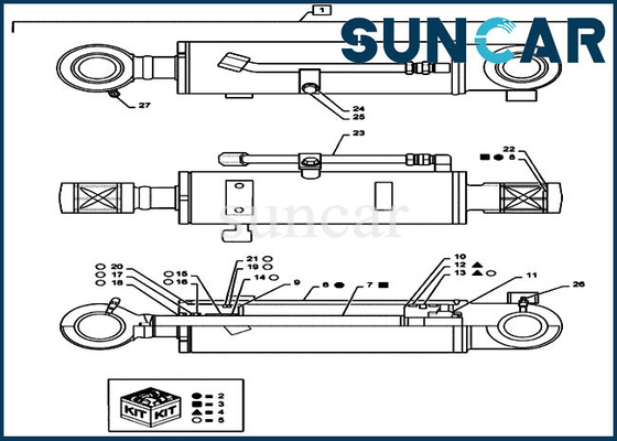 kaufen Mini Crawler Excavators PS01V00005R300 Kasten-Dichtungs-Reparatur-Sets der Bulldozer-Zylinder-Kolben-Dichtungs-Ausrüstungs-CX55B online manufacture