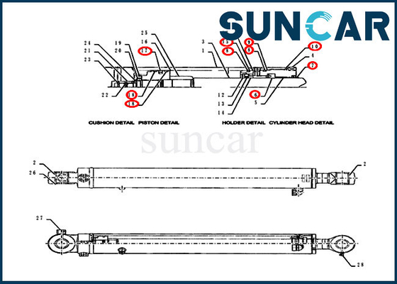 kaufen Zylinder-Ersatz-Dichtungs-Kit Fits Cases CX55BMSR des Arm-PY01V00050R300 Ausrüstungs-Modelle online manufacture