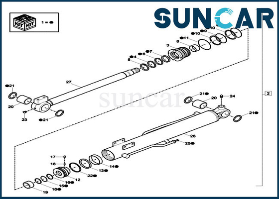 kaufen CX17C-Fall XKCC-01524 dröhnen CYL-Dichtungs-Ausrüstung XKCC01524 Mini Excavator Cylinder Service Kit online manufacture