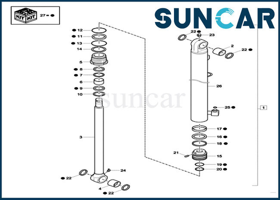 kaufen Kettenbagger-Cylinder Seal Repair-Ausrüstungen XKCD03350 der CX26C-Fall-Eimer-Dichtungs-Ausrüstungs-XKCD-03350 online manufacture