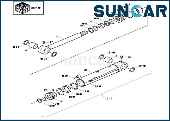 kaufen Der Räumschaufel-XKCD-03353 Hydrozylinder-Ersatz-Service-Dichtungen Dichtungs-der Ausrüstungs-XKCD03353 des Kasten-CX26C online manufacture