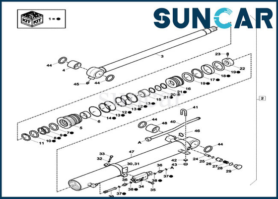 kaufen XKCD-03438 XKCD03438 Ersatz-Zylinder-Ausrüstungen Schöpflöffel-Dichtungs-Reparatur-Kit Excavator Cases CX60C CX57C online manufacture