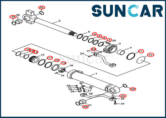 kaufen 31Y2-03400 31Y203400 Lader Eimer-Dichtungs-Kit Cylinder Repair Kits Fitss 1221E KASTEN Bau online manufacture