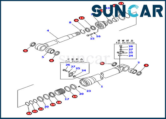 kaufen Service-Kit 707-99-68730 Ausleger-Einstellzylinder-Dichtungssatz Passend für Komatsu PC228USLC-8 PC210LC-7K Modellteile online manufacture