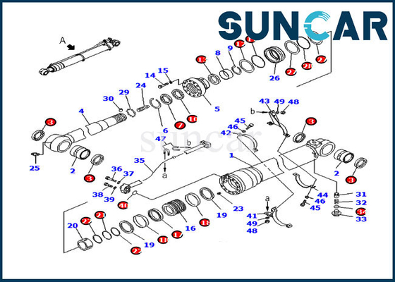 kaufen Arm-Robbe Kit Service Kit 707-99-50500 für Hydrozylinder KOMATSU-Bagger-PC200-8 PC210LC-8K online manufacture