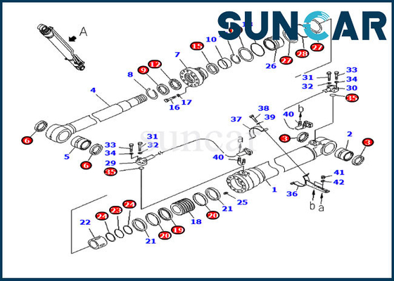 kaufen 707-98-47710 Auslegerwartungssatz 90MM Stange 130MM Bohrung Komatsu PC200LC-8 PC200LC-8E0 Zylinderdichtungssatz online manufacture