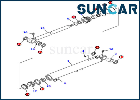 kaufen Boom-Schwingen-Rollsiegel Kit For PC2000-8 PC50MR-2 KOMATSU der Leiter-Dichtungs-Ausrüstungs-7079829640 707-98-29640 online manufacture