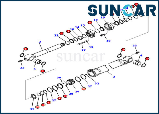 kaufen Eimer-Zylinder der KOMATSU-Dichtungs-Ausrüstungs-721-98-00180, der Bagger Kit Fitss PC210LCI-10 PC210LCI-11 versiegelt online manufacture