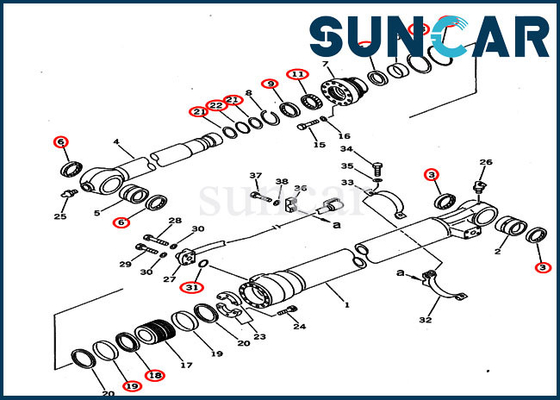 kaufen Eimer-Zylinder-Service Kit For KOMATSU PC220-6 PC220LC-6 707-99-58240 2.0M Arm Excavator online manufacture