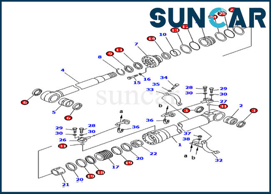 kaufen Boom-Dichtung Kit Hydraulic Cylinder 707-99-58260 passt schwere Ausrüstung PC220-6 PC250LC-6L KOMATSU online manufacture
