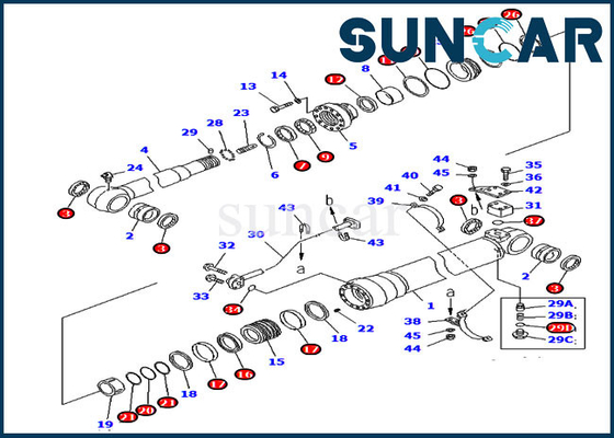 kaufen PC220LC-6 KOMATSU Dichtungs-Reparatur-Set 707-99-58300 7079958300 gebohrter Arm-Zylinder der Sitz-100MM Rod 140MM online manufacture