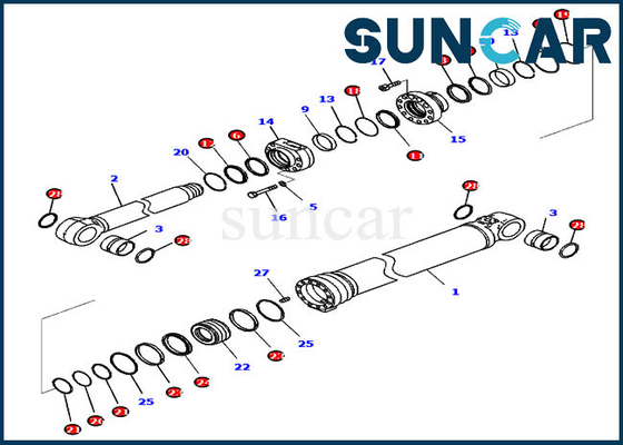 kaufen Service-Kit Fits Komatsus PC290LCI-11 der Boom-Dichtungs-Ausrüstungs-7219804320 des Zylinder-721-98-04320 Modell Equipment online manufacture
