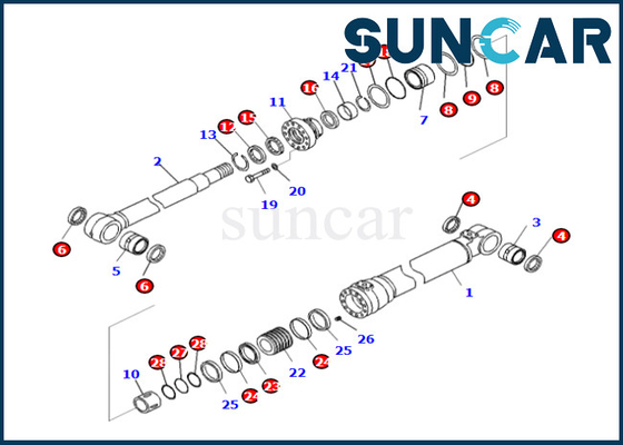 kaufen 707-99-50580 7079950580 Boom-Zylinder-Reparatur Kit Komatsu Fits PC240LC-10 PC240LL-10 PC240NLC-11 online manufacture